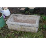 Rectangular concrete planter, 23'' x 12'' x 8''.