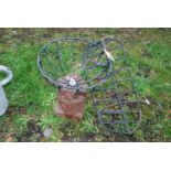 Pair of steel garden basket planters.