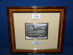 A Sterling silver 925 etched scene of Rome. 11" x 10".