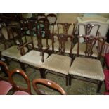 A set of eight Georgian design Mahogany framed Dining Chairs including carvers and having