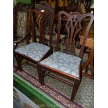A pair of Oak framed Chinese Chippendale flavour hall/side Chairs having fret-worked splats and