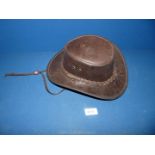 An Overlander Buffalo skin 'Cracker Jack' Hat, size M.