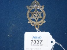 A London silver Masonic medallion with the Star of David to the centre of a circle with Latin
