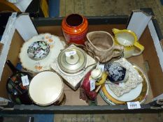 A quantity of miscellaneous china including: Limoges plate, Bisto, oriental pin dishes,