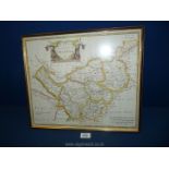 A framed Map entitled ''The County Palantine of Chester'' by Robt.