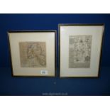 Two framed maps - 'Map of Oxfordshire, north west from London' published by the Proprietor W.H.