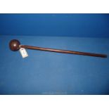 A heavy hardwood vintage African knobkerrie, approx. 25" long.