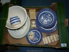 A quantity of china including Chefware blue and white banded mixing bowl and pot,