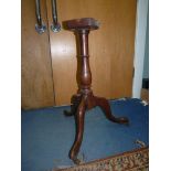 A Mahogany base for a Victorian snap top occasional table having turned pillar and three elegant