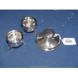 A silver Capstan Inkwell with liner, 3 1/2'' diameter,