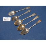 Four Silver teaspoons including 1909 Sheffield by John Round, 63 gms.