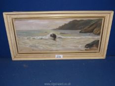 J. Crocker: pastel of a coastal scene, signed.