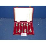 A cased set of six Sheffield silver teaspoons, dated 1972, maker: Roberts and Belk.