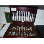 An Arthur Price Epns six place setting Canteen of cutlery in wooden box.