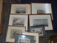 A quantity of framed Etchings to include "Denbigh" by Radclyffe, "Southampton" by E.