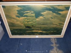 A large Henry Scott print on board titled 'The Great Race from China to London'. 43" x 26 3/4".