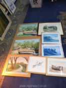 A quantity of framed Watercolours depicting seascapes, signed Barrows,