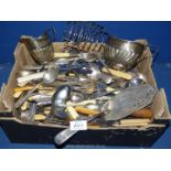 A large quantity of epns and stainless steel cutlery (some with bone handles),