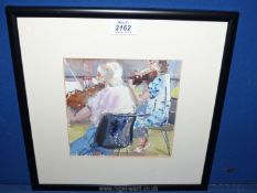 Roger Dellar - Royal Institute of Watercolourists - an imopressionist watercolour of 'Violinists' ,