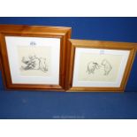 Two wooden framed Winnie The Pooh Prints to include "Sad why should I be sad?"