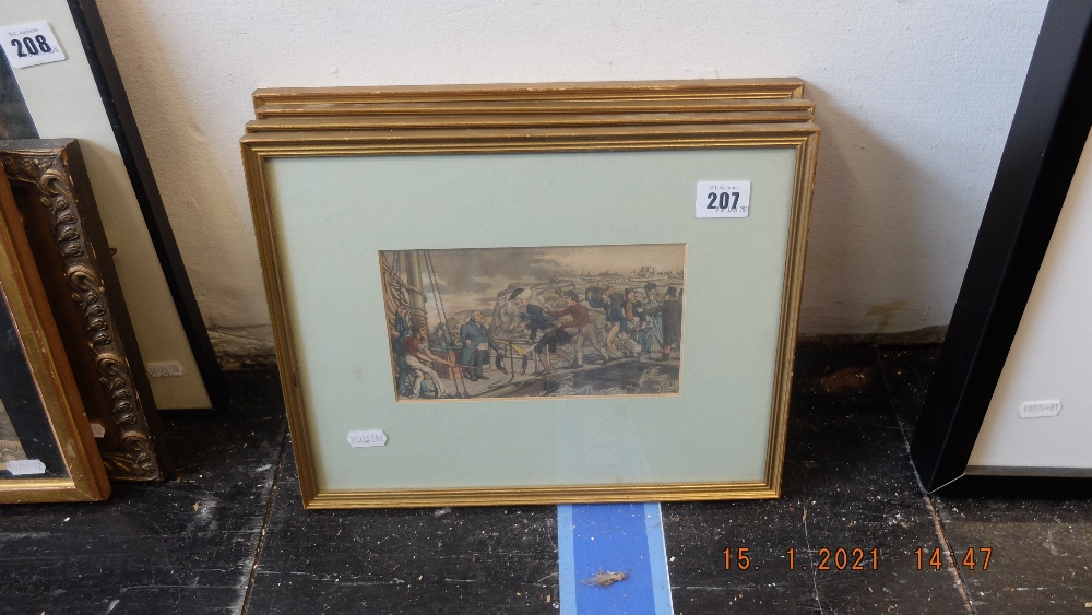 A set of four gilt framed coloured prints