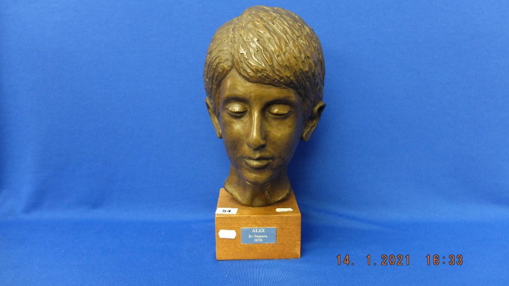 A bronze bust of Jewish boy