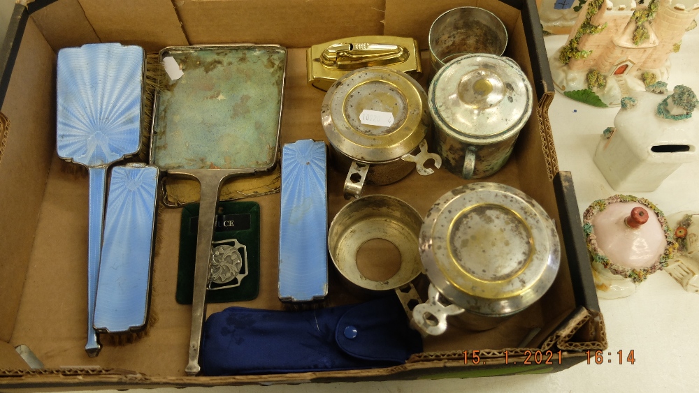 A hallmarked silver dress table set and a qty of silver plate - Image 3 of 3