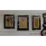 A set of three framed and glazed lithographs