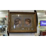 A gilt framed pastel portraits, girl and boy, frame a.