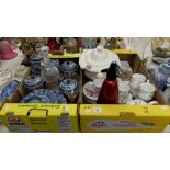 A qty of blue and white china etc.