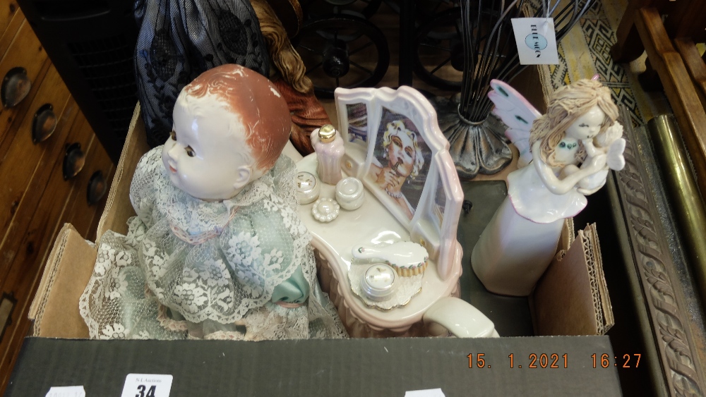 A Decoupage lady on slate and other assorted items - Image 3 of 3