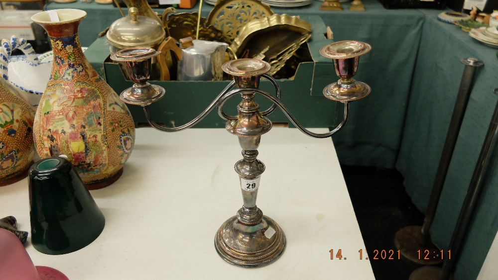 A silver plated candlebra