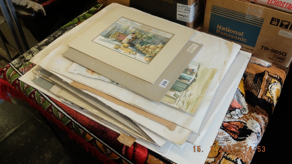 A qty of unframed watercolours