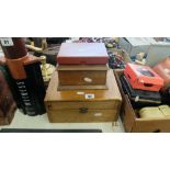 An Oak sewing box, mahogany box etc,