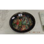 Two colourful wall plates, oriental,