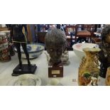 An early 20th century bronze bust, titled 'Grandson',