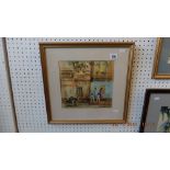 A framed watercolour 'Indian Street scene' signed