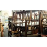 A regency style table, six chairs,