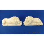 A pair of Chatsworth marble Lions