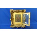 A gilt framed early 20th century oill on board of a 17th century Icon