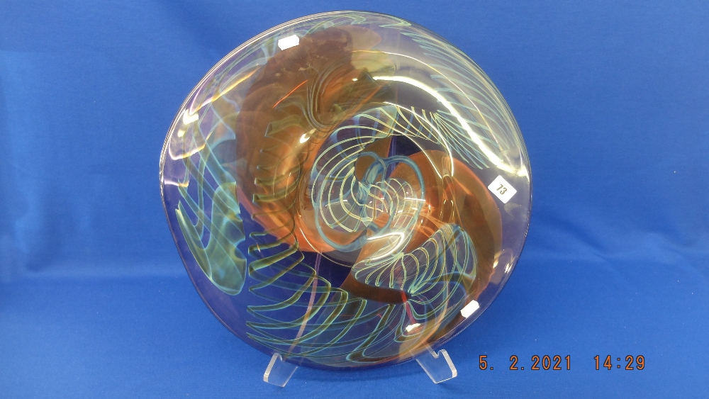 A large circular art glass centre piece, signed,