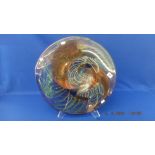 A large circular art glass centre piece, signed,