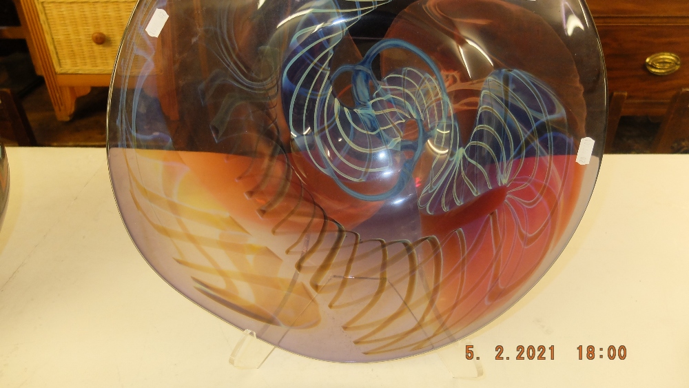 A large circular art glass centre piece, signed, - Image 2 of 4