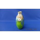 A Green art glass vase, Art Nouveau style , signed,