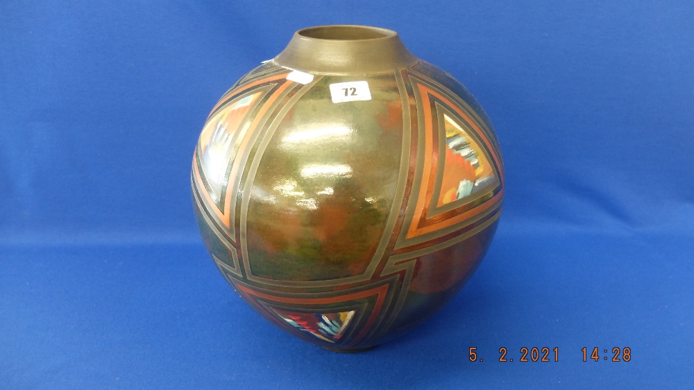 A brown art glass vase