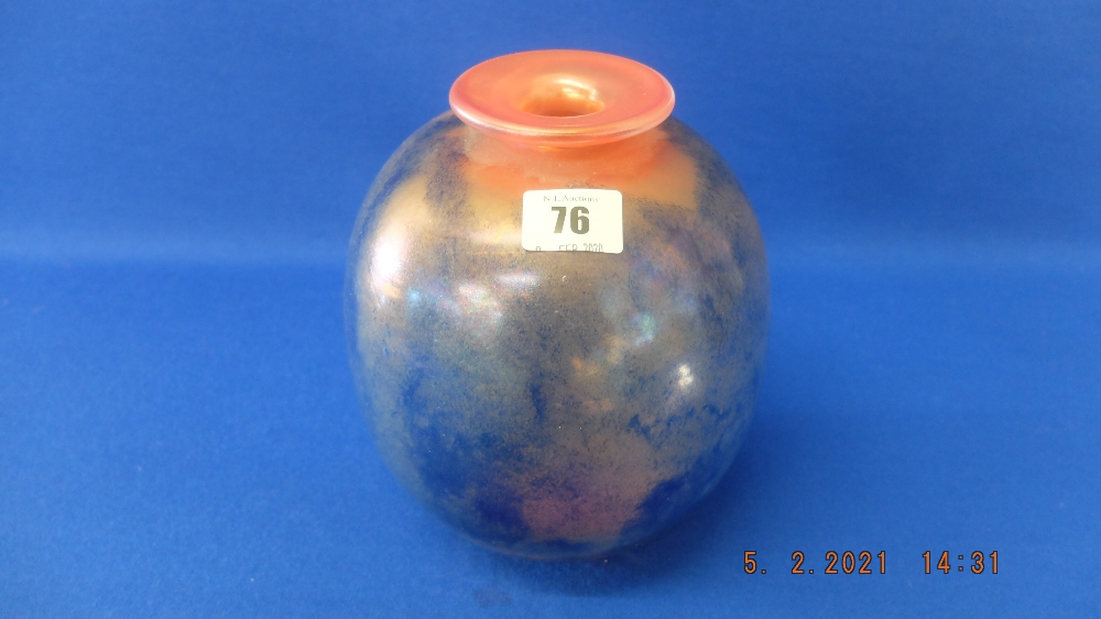 Studio art glass vase, ' Breathing space' signed, Nick Orsler, 1986,