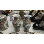 Four Canton style vases