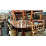 A regency style table, six chairs,