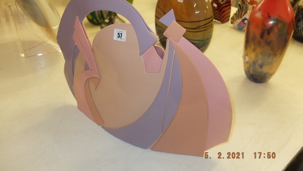 An art glass purple/ pink sculpture, art deco style, - Image 4 of 4