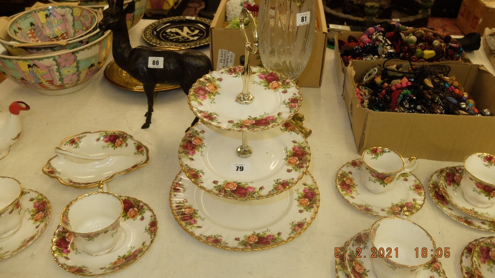 A Royal Albert tea set, thirty-three pieces inc. teapot, sugar bowl, cake stand and milk jug etc. - Image 3 of 5